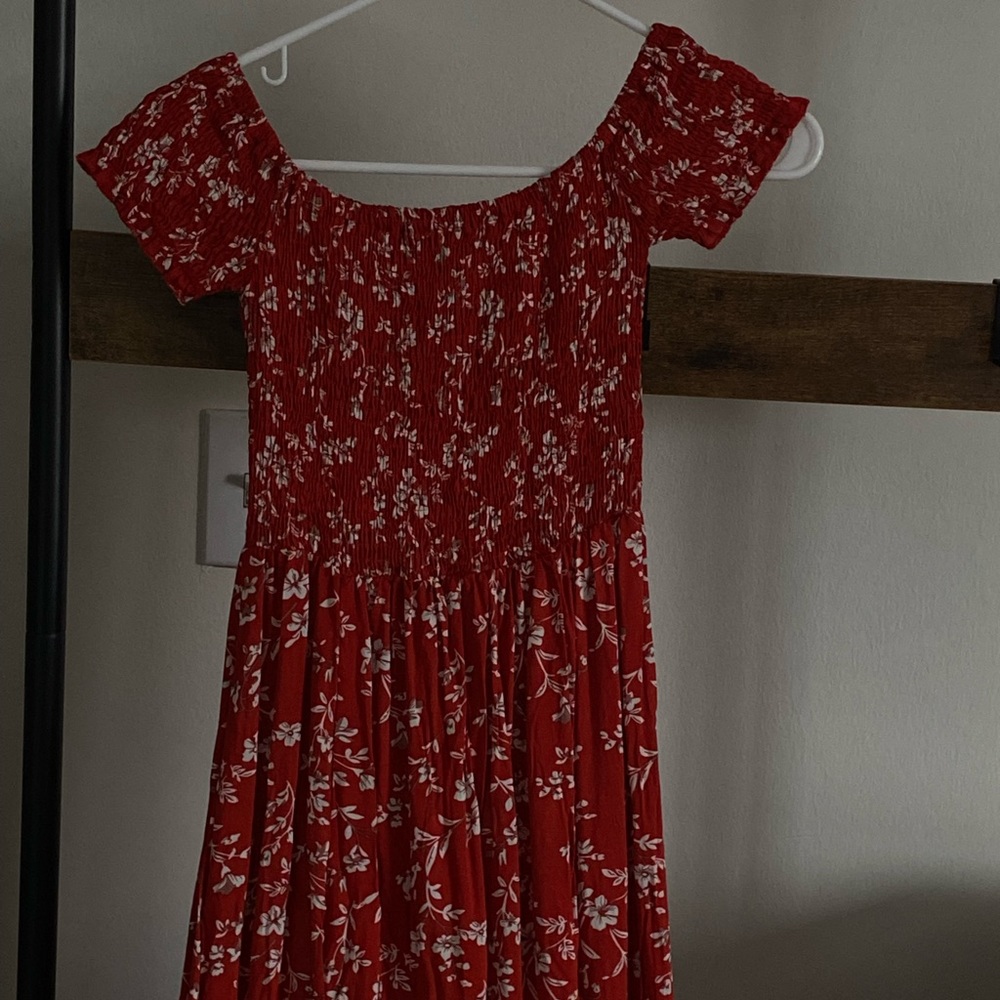 red floral maxi summer dress